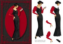 Elegant Lady in Black and Red Card Front