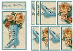 Blue Boot with Orange Roses Side Stacker