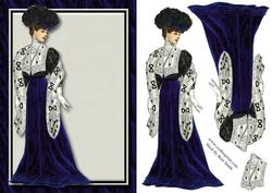 Lady in Blue, Cream and Black Card Front