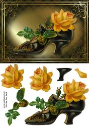 Black Boot with Yellow Rose Card Front