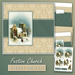 Vintage Christmas Church Mini Kit
