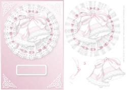 Pink Wedding Bells on Lace Card Front