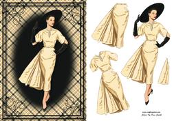 Lady in Cream & Black Card Front