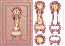Grandfather Clock with Pink Flowers Card Front