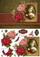 Striking Vintage Girl with Autumn Roses Quick Card