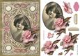 Vintage Girl with Big Pink Rose Quick Card