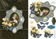 Vintage Girl with Blue Butterfly and Roses Quick Card