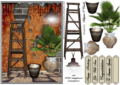 Male Card with Step Ladder