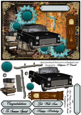 Black Vintage Car with Gears