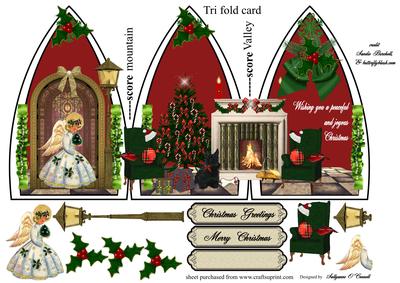 Tri Fold Christmas Scene Card