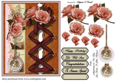 Female Rose Card with Crossed Ribbon