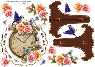 Round Plate with Beautiful Roses and a Bird
