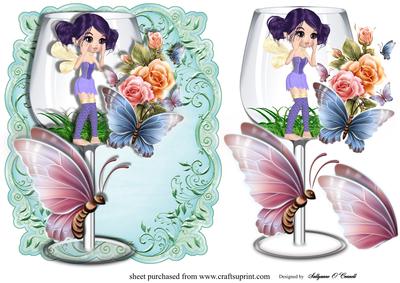 Fairy in a Glass with Beautiful Butterflies