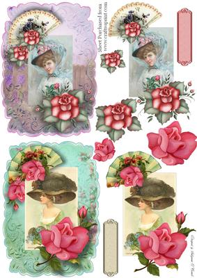 2 Great Cards ,1 Sheet, Vintage Female