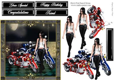 Biker Girl Birthday Card or Special Occasion