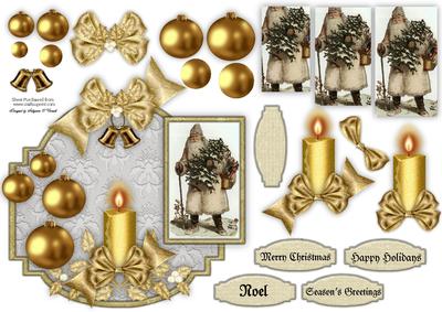 Christmas Card Topper with Santa (silver)