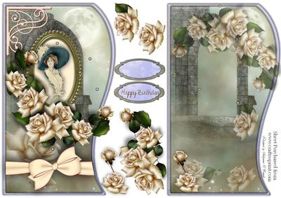 Scallop Shaped Vintage Lady with Matching Insert