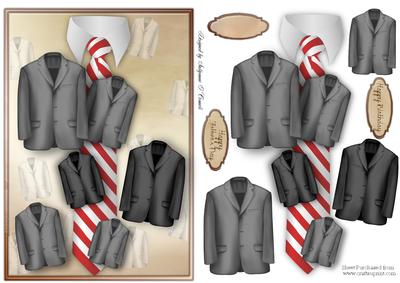 Suits and Tie Decoupage Male Card