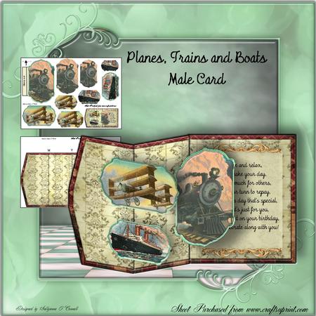 Planes, Trains and Boats Male Card