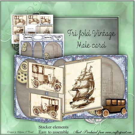 Vintage Male Card Tri Fold