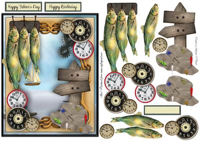 Fishing Around the Clock Male Card