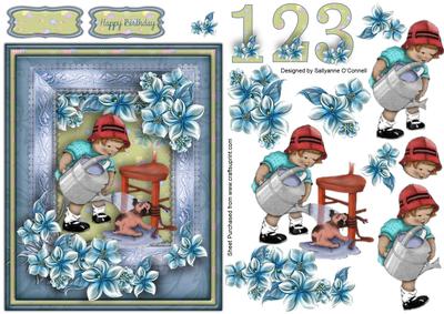 Puppy Wash Little Boy Card