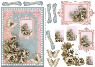 Roses and Butterflies Pyramage Card