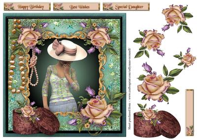 Young Lady Roses Card