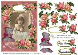 Vintage Girl with Cat and Roses