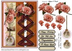 Female Rose Card with Crossed Ribbon