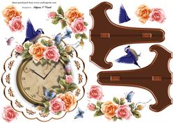 Round Plate with Beautiful Roses and a Bird