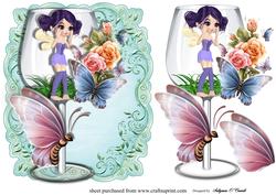Fairy in a Glass with Beautiful Butterflies
