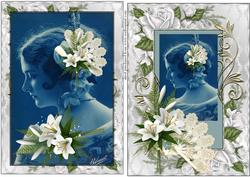 Vintage Blue Lady x 2 Cards