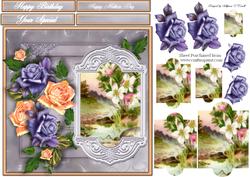 Purple and Pink Roses Scenic Card