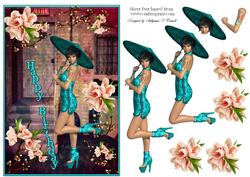 Oriental Female Birthday Card