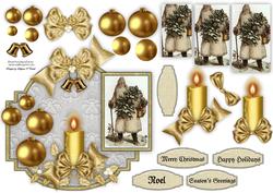 Christmas Card Topper with Santa (silver)
