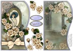 Scallop Shaped Vintage Lady with Matching Insert