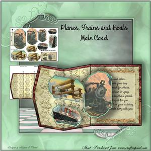 Planes, Trains and Boats Male Card