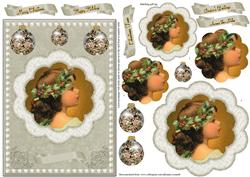 Vintage Christmas Girl Pyramage Card