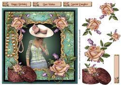 Young Lady Roses Card
