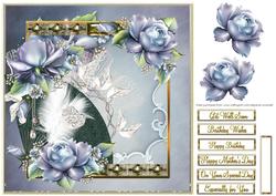 Blue Roses with Blue Background
