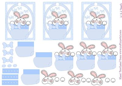Bunny in a Boottee Baby Boy Tag Toppers
