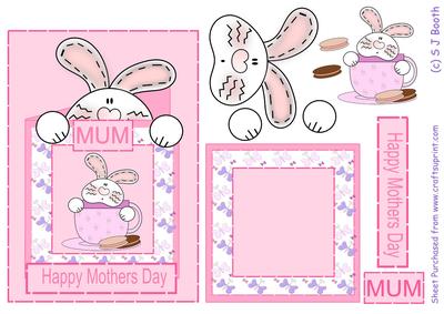 Happy Mothers Day Bunny in a Teacup Pink