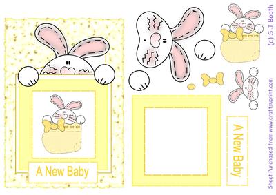 Bunny in a Boottee Bunny Card - Lemon
