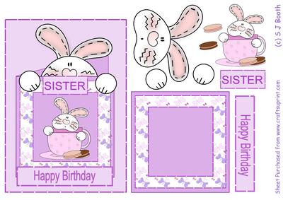Bunny in a Teacup Birthday Sister - Purple