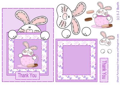 Bunny in a Teacup Thank You - Purple