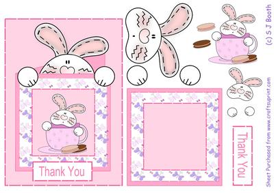 Bunny in a Teacup Thank You - Pink