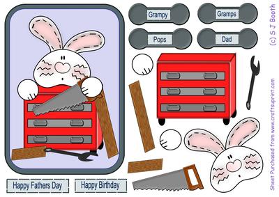 Bunny with Tools - Fathers Day, Birthday