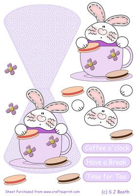 Time for Tea/coffee Bunny Wobble Card