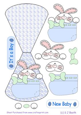 It's a Boy Bunny Boottee Wobble Card